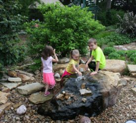 children at fountain